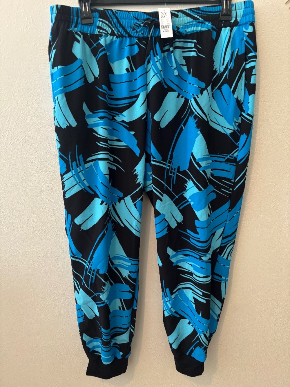 New York & Company Blue and Black Pants with Drawstring - Size XL